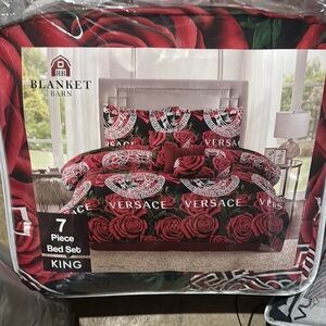 Versace Red and Black 7-Piece King Bed Set by